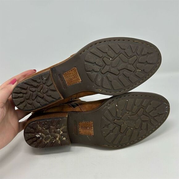 Born Women's Faywood Brown Ankle Bootie Size 9M Distressed Suede Buckle Detail - Picture 13 of 15